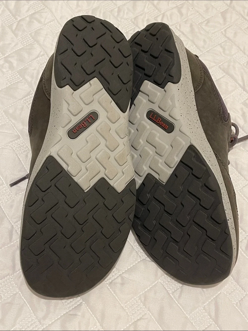 L.L. Bean Men's Athletic Sneakers in olive green and grayish purple